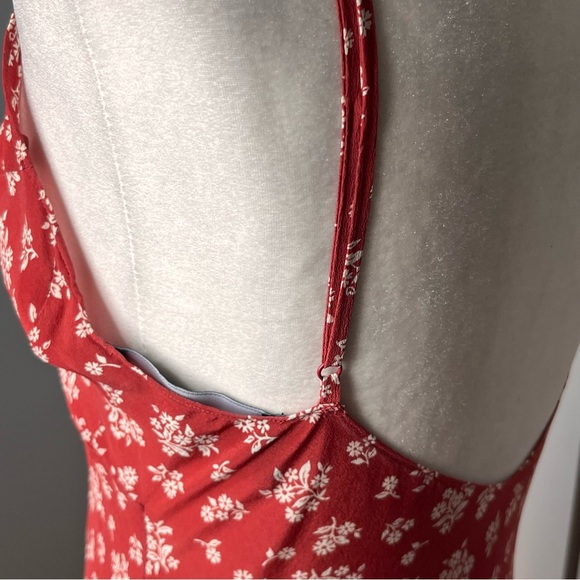 Réalisation Par Red Floral Silk Slip Dress – Women’s Large - Picture 5 of 9